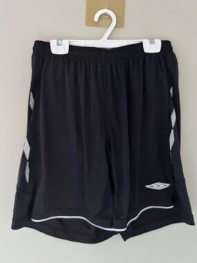 Umbro Black Athletic Shorts with White Trim, Size Medium